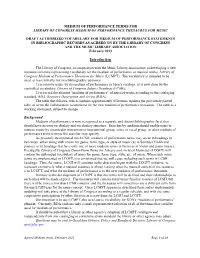 Draft Authorized Vocabulary for Medium of Performance Statements