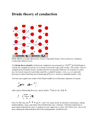 Drude Theory of Conduction