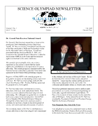 Science Olympiad Newsletter