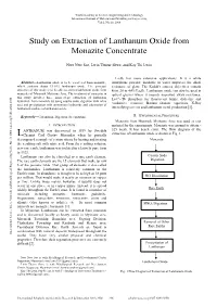 Study on Extraction of Lanthanum Oxide from Monazite Concentrate