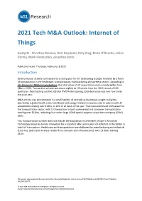 2021 Tech M&A Outlook: Internet of Things