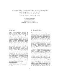 A Backtracking LR Algorithm for Parsing Ambiguous Context-Dependent Languages
