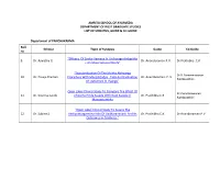 Amrita School of Ayurveda Department of Post Graduate Studies List of Synopsis, Guide & Co-Guide
