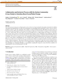 Collaborative and Inclusive Process with the Autism Community: a Case Study in Colombia About Social Robot Design