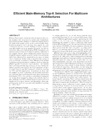 Efficient Main-Memory Top-K Selection for Multicore Architectures