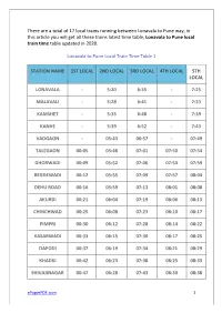 There Are a Total of 17 Local Trains Running Between Lonavala to Pune