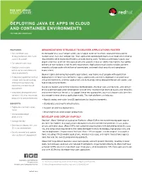 Deploying Java Ee Apps in Cloud and Container Environments