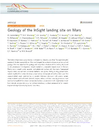 Geology of the Insight Landing Site on Mars ✉ M