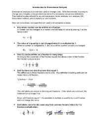 Introduction to Dimensional Analysis