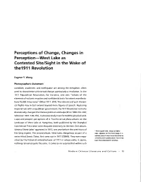 Perceptions of Change, Changes in Perception-West Lake As Contested Site/Sight in the Wake of The1911 Revolution