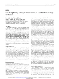 Use of Replicating Oncolytic Adenoviruses in Combination Therapy for Cancer