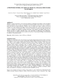 A Proposed Model of Akhlak from Al-Ghazali Discourse to Student