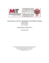 Cybercrime-As-A-Service: Identifying Control Points to Disrupt Keman Huang Michael Siegel Stuart Madnick