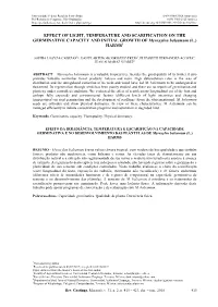 EFFECT of LIGHT, TEMPERATURE and SCARIFICATION on the GERMINATIVE CAPACITY and INITIAL GROWTH of Myroxylon Balsamum (L.) HARMS1