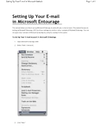 Setting up Your E-Mail in Microsoft Entourage
