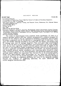 An Investigation of Similarities in Parent.- Child Test Scores for Evidence of Hereditary Components