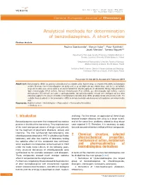 Analytical Methods for Determination of Benzodiazepines. a Short Review