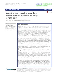 Exploring the Impact of Providing Evidence-Based Medicine Training to Service Users Andy Gibson1, Kate Boddy2*, Kath Maguire2 and Nicky Britten2