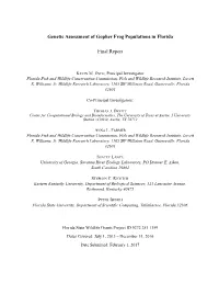 Gopher Frog Genetics Final Report