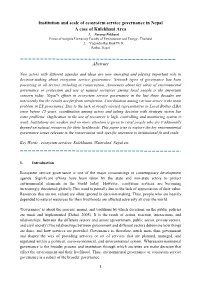 Institution and Scale of Ecosystem Service Governance in Nepal a Case of Kulekhani Area 1