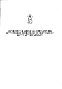 Report of the Select Committee on the Petition for Redress Of