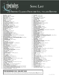 Timewhys Songlist