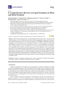 A Comprehensive Review on Lipid Oxidation in Meat and Meat Products
