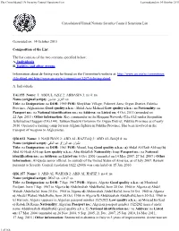 Consolidated UN Security Council Sanctions List Last Updated on 14 October 2015