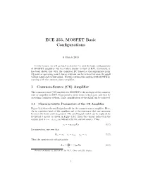 ECE 255, MOSFET Basic Configurations
