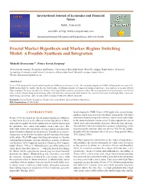 Fractal Market Hypothesis and Markov Regime Switching Model: a Possible Synthesis and Integration