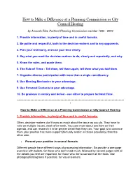 How to Make a Difference at a Planning Commission Or City Council Hearing