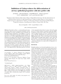 Inhibition of Gabrp Reduces the Differentiation of Airway Epithelial Progenitor Cells Into Goblet Cells