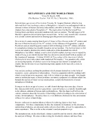 METAPHYSICS and the WORLD CRISIS Victor B