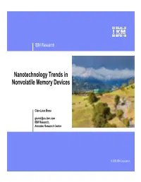 Nanotechnology Trends in Nonvolatile Memory Devices