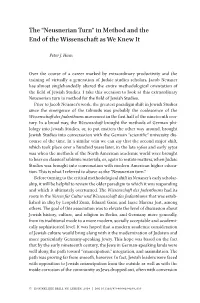 “Neusnerian Turn” in Method and the End of the Wissenschaft As We Knew It