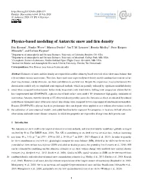 Physics-Based Modeling of Antarctic Snow and Firn Density