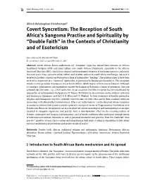 The Reception of South Africa's Sangoma Practise and Spirituality By