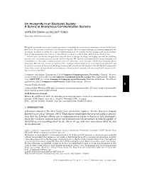 A Survey of Anonymous Communication Systems