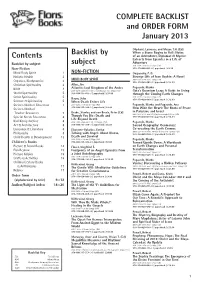 COMPLETE BACKLIST and ORDER FORM January 2013 Backlist By