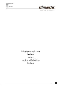 Inhaltsverzeichnis Index Index Indice Alfabético Indice