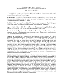 MINUTES a Meeting of the Board Of