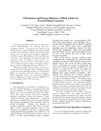 Performance and Energy Efficiency of Block Ciphers in Personal Digital Assistants