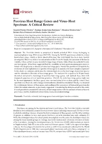 Poxvirus Host Range Genes and Virus–Host Spectrum: a Critical Review