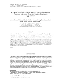 RUGRAT: Evaluating Program Analysis and Testing Tools and Compilers with Large Generated Random Benchmark Applications†
