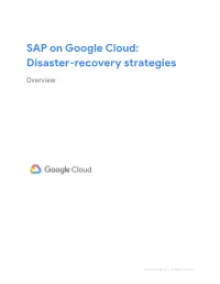 SAP on Google Cloud: Disaster Recovery Strategies