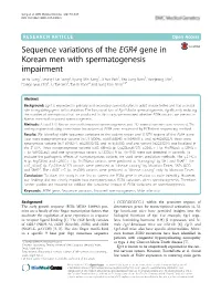 Sequence Variations of the EGR4 Gene in Korean Men With
