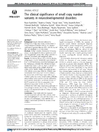 The Clinical Significance of Small Copy Number Variants In