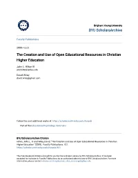 The Creation and Use of Open Educational Resources in Christian Higher Education
