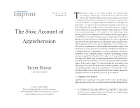 The Stoic Account of Apprehension October 2014 (Κατάληψις)