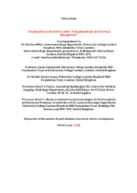 TITLE PAGE "Constipation in Ulcerative Colitis